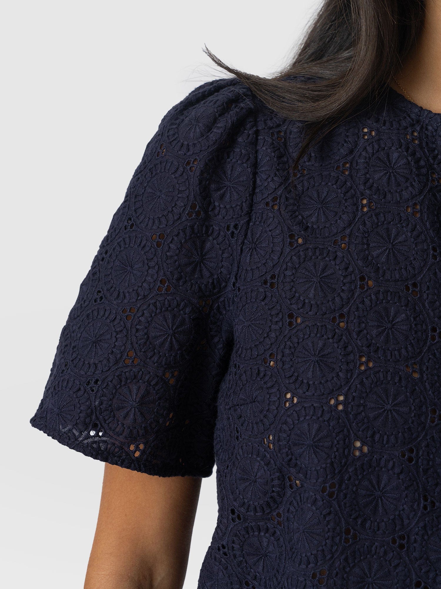 Tabitha Short Sleeve Blouse - Navy - Women's Blouses | Saint + Sofia® USA